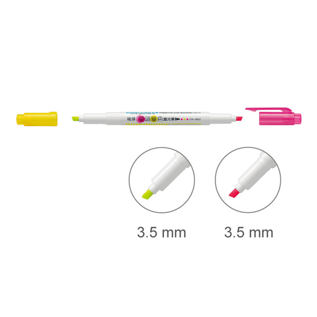 【雄獅】FM-882 雙頭雙色螢光筆(桃紅+黃) /支