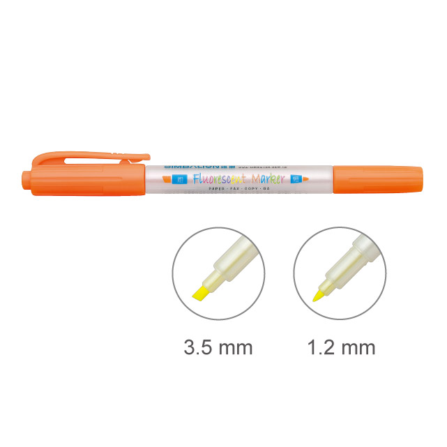 【雄獅】FM-680 雙頭螢光筆 橘色 /支
