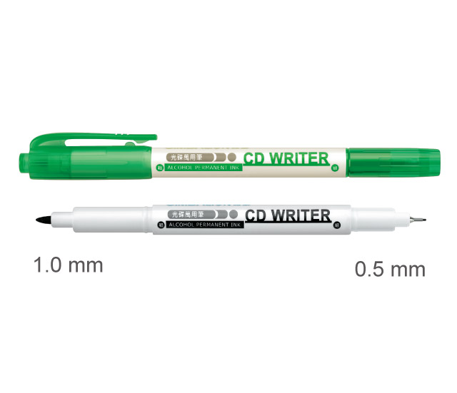 【雄獅】CD30 雙頭光碟筆 綠色/支  