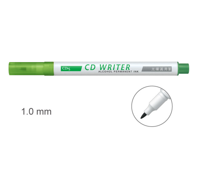 【雄獅】CD15 萬用光碟筆 1mm 黃綠色/支  