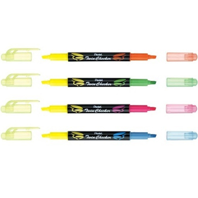 PENTEL 飛龍 SLW8 Twin Checker 雙頭螢光筆 3.5mm -12支入 / 盒  
