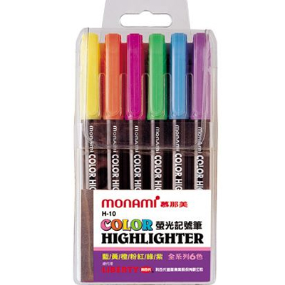利百代 MONAMI 慕那美 H-10 螢光記號筆 -6色入 / 袋  
