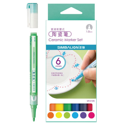 【雄獅】GR-310/6 直液前壓式陶瓷筆6色/組  