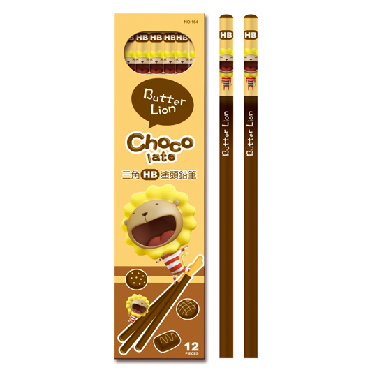 【雄獅】NO.164 奶油獅巧克力棒三角塗頭鉛筆/盒