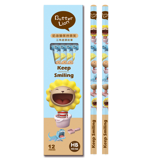 【雄獅】NO.166HB 奶油獅微笑心情三角塗頭鉛筆/盒 