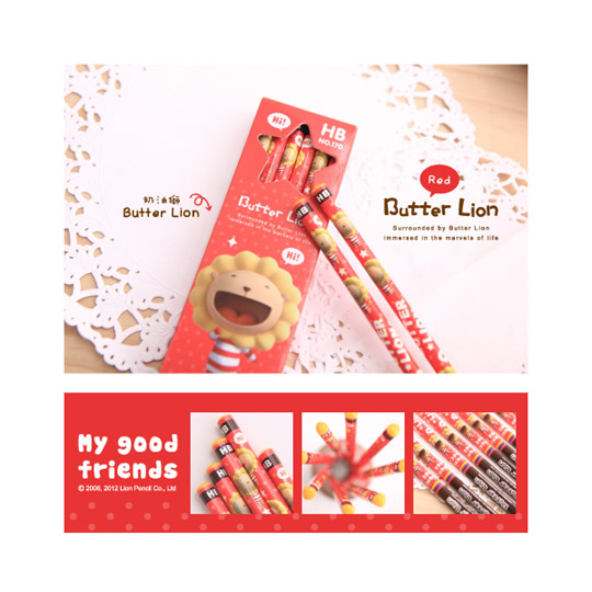 【雄獅】NO.170HB 奶油獅好朋友三角塗頭鉛筆-紅色版/盒 