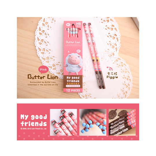 【雄獅】NO.169HB 奶油獅好朋友三角塗頭鉛筆-粉色版/盒 