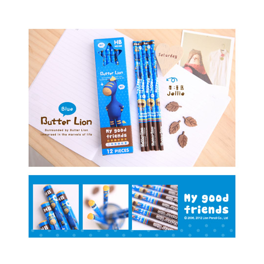 【雄獅】NO.168HB 奶油獅好朋友三角塗頭鉛筆-藍色版/盒 