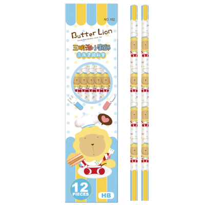 【雄獅】NO.162HB 奶油獅三明治小廚師三角轉印塗頭鉛筆 /盒