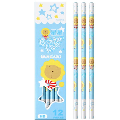 【雄獅】NO.187HB 奶油獅星星三角轉印塗頭鉛筆 /盒