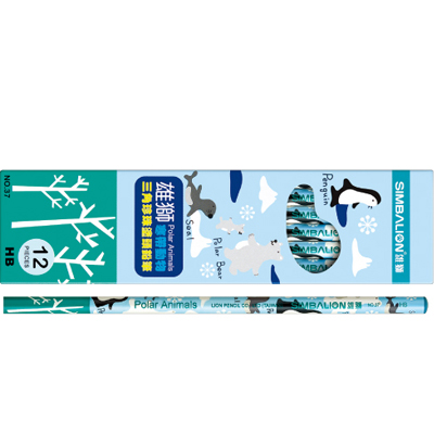 【雄獅】37 HB 寒帶動物三角塗頭珍珠鉛筆 12入/打
