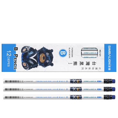 【雄獅】NO.121B台灣黑熊圓桿轉印皮頭鉛筆 12入/打