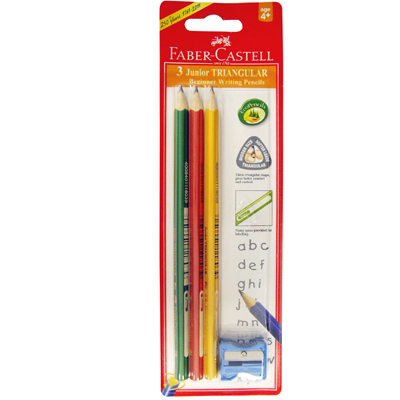 FABER-CASTELL 輝柏 116503 大三角鉛筆3支入+削筆器 / 組