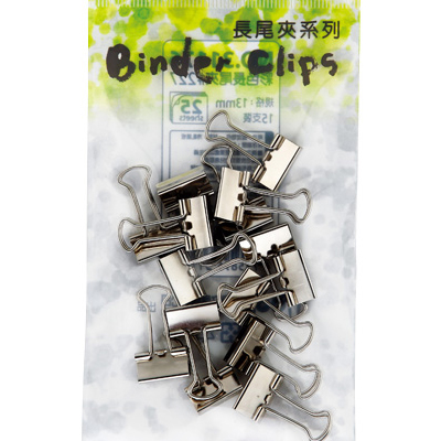 足勇 NO.31193 吊袋裝銀色長尾夾#227(13mm) 15支/包  