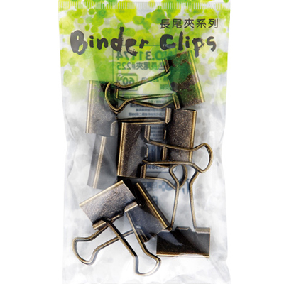 足勇 NO.31196 吊袋裝復古長尾夾#225(25mm) 8支/包