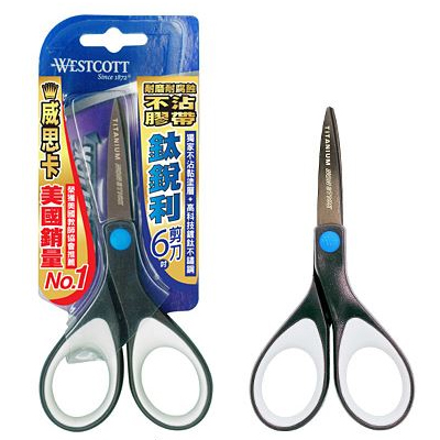 WESTCOTT 威思卡 15951 鈦銳利不沾黏剪刀 / 支