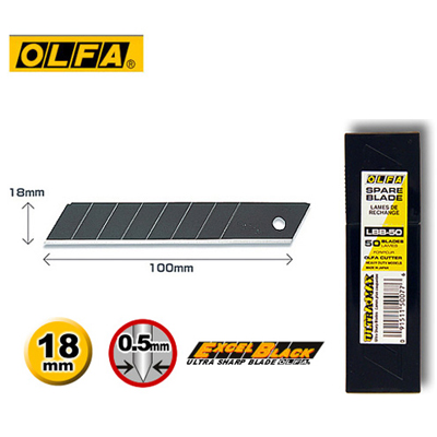 OLFA LBB-50 大型超銳黑刃美工刀片(50片裝) / 盒 