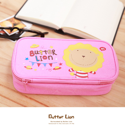 【雄獅】PB-306 奶油獅雙層筆袋(粉紅)