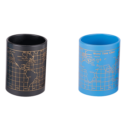 LIFE 徠福 NO.2341 地圖筆筒(塑膠7.5X10cm)-藍、黑二色 / 個  