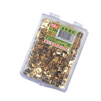 LIFE 徠福 NO.302 金色圖釘(180支入) / 盒  