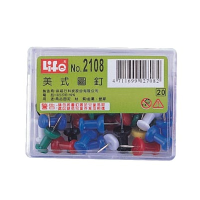LIFE 徠福 NO.2108 豪華型(美式圖釘約30支入) / 盒