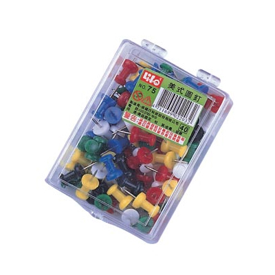 LIFE 徠福 NO.75 美式圖釘(綜合色75支入) / 盒  