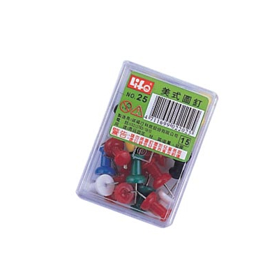 LIFE 徠福 NO.25 美式圖釘(綜合色25支入) / 盒  