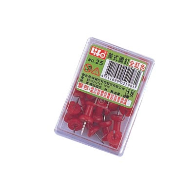 LIFE 徠福 NO.25 美式圖釘(紅色25支入) / 盒 