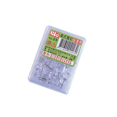 LIFE 徠福 NO.25 美式圖釘(全透明25支入) / 盒