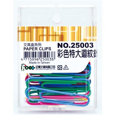 足勇 NO.25003 彩色特大迴紋針 / 盒