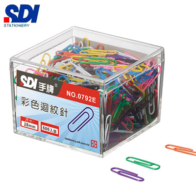 SDI手牌 0792E 彩色迴紋針(28mm) -500支入 / 盒
