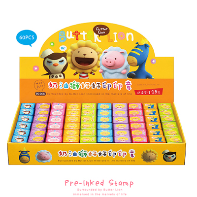 【雄獅】IK-006 奶油獅好好印方型印章 60入/盒