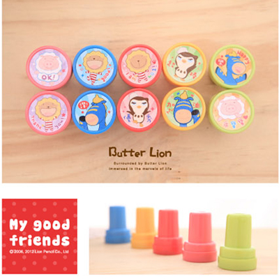 【雄獅】IK-005 奶油獅好好印圓型印章 60入/盒