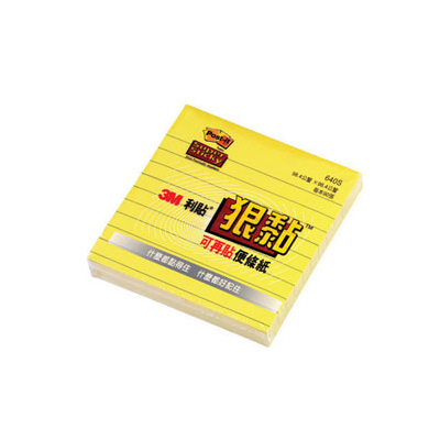 【3M】640S 利貼 狠黏 可再貼便條紙(橫格系列) 黃/本 