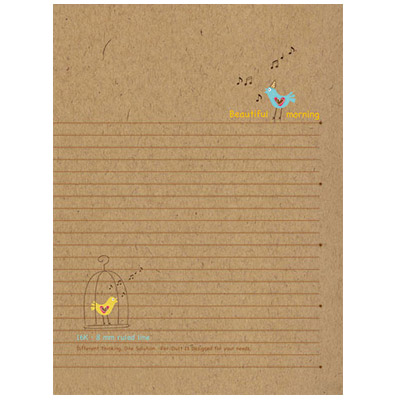 博崴 AO1013 牛皮筆記 25K橫線加厚-小鳥 -5本入 / 包 