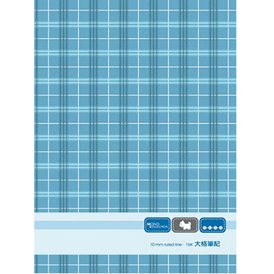 博崴 AM1208 Mono 16K布格紋大格平裝筆記本-藍 -10本入 / 包  