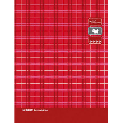 博崴 AM1058 Mono 16K布格紋平裝筆記本-紅 -10本入 / 包  