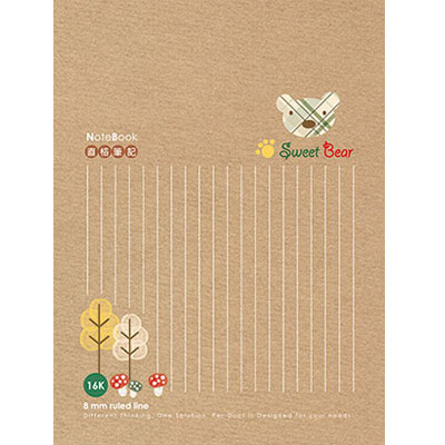 博崴 AF1073 16K直格筆記(牛皮格紋熊) -10本入 / 包