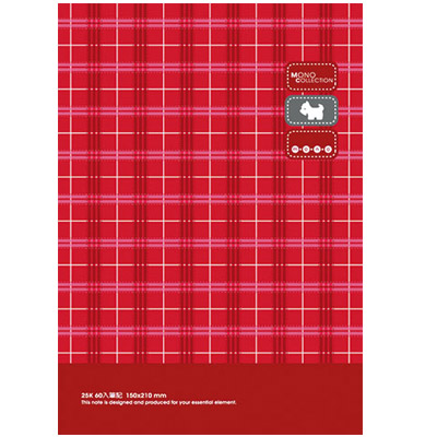 博崴 AM1434 Mono 25K布格紋膠皮筆記-紅(153*214) -3本入 / 包  