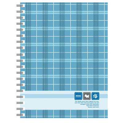 博崴 AM3258 50K布格紋夾袋膠圈本-藍 -3本入 / 包