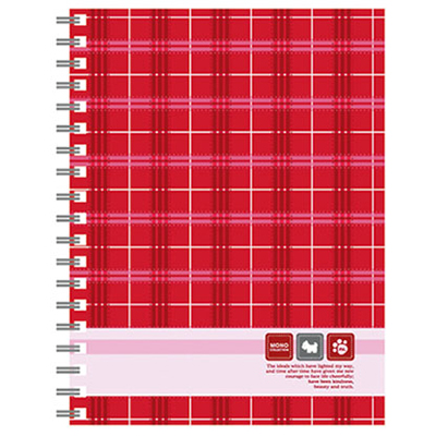  博崴 AM3257 50K布格紋夾袋膠圈本-紅 -3本入 / 包  