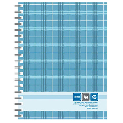 博崴 AM3255 25K布格紋夾袋膠圈本-藍 -3本入 / 包  