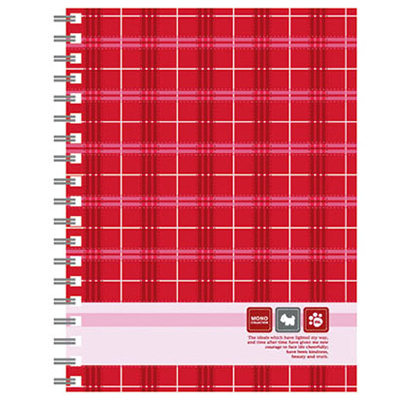 博崴 AM3254 25K布格紋夾袋膠圈本-紅 -3本入 / 包 