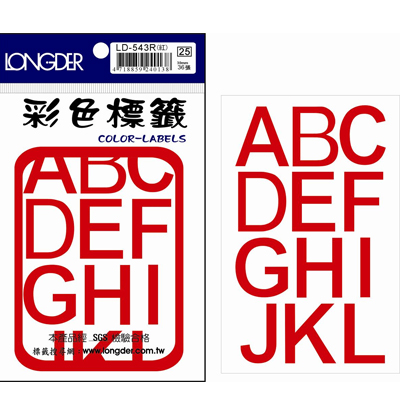 龍德 彩色英文標籤 LD-543R (30mm) /包  