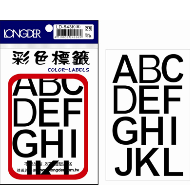 龍德 彩色英文標籤 LD-543K (30mm) /包  