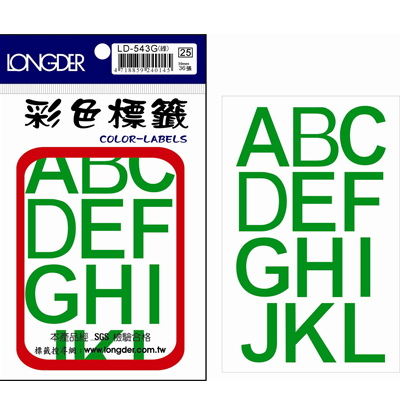 龍德 彩色英文標籤 LD-543G (30mm) /包 
