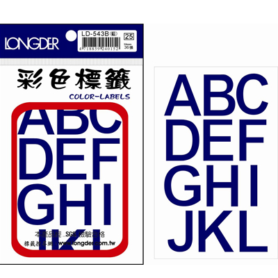 龍德 彩色英文標籤 LD-543B (30mm) /包  