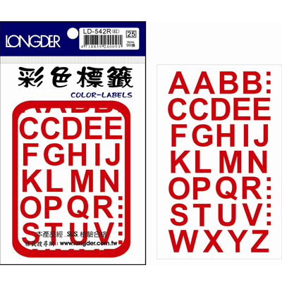 龍德 彩色英文標籤 LD-542R (16mm) /包  