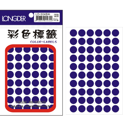 龍德 彩色圓點標籤 LD-504B (直徑12mm) /包  