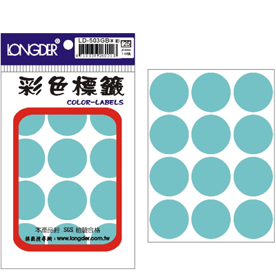 龍德 彩色圓點標籤 LD-503GB (直徑30mm) /包  
